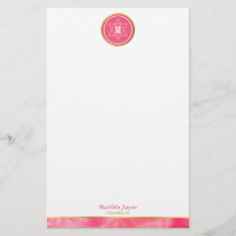 Papelaria Estrela judaica MONOGRAM negrito bloco coral rosa 