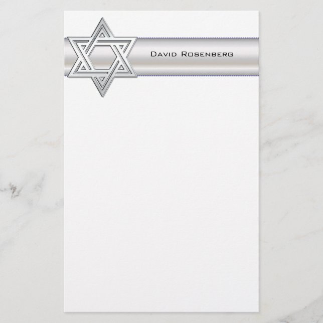 Papelaria Estrela Prateada de Material Personalizado David (Frente)