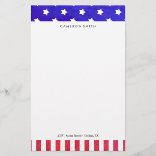 Papelaria Estrelas e Stripes - Nome Personalizado