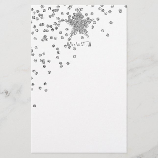 Papelaria Estrelas Silver Sparkasse Personalizadas (Frente)
