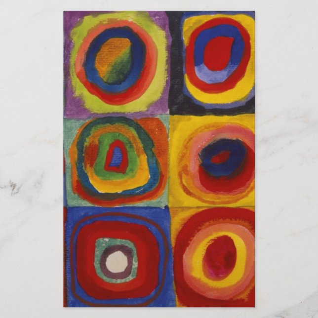 Papelaria Estudo de Cores de Quadrados Círculos (Frente)