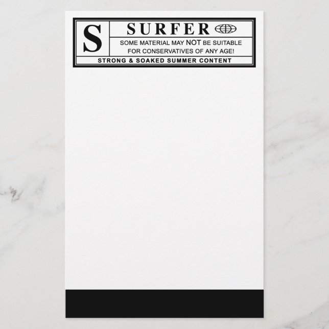 Papelaria etiqueta de aviso de surfer (Frente)