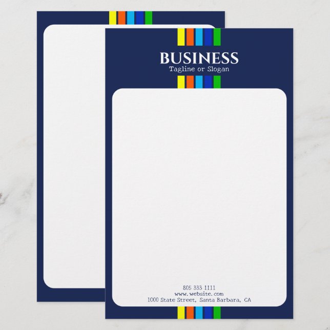 Papelaria Etiqueta de Nome de Negócios Listras Modernas Azul (Frente/Verso)