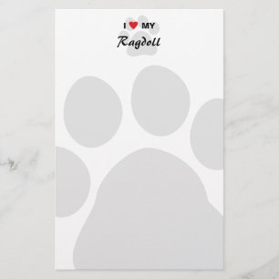 Papelaria Eu amo (coração) meu gato Pawprint de Ragdoll