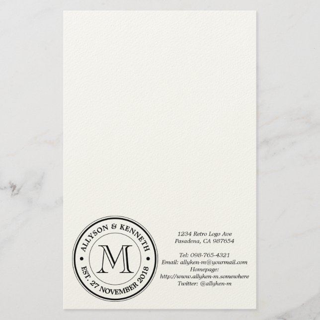 Papelaria Faça seu próprio logotipo retrorreflector Monogram (Frente)