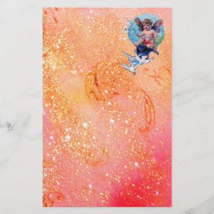 Papelaria FADA COM AS POMBAS NOS SPARKLES, ouro cor-de-rosa