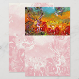Papelaria FAIRY OF THE RED FLOWERS Fantasy Stationery