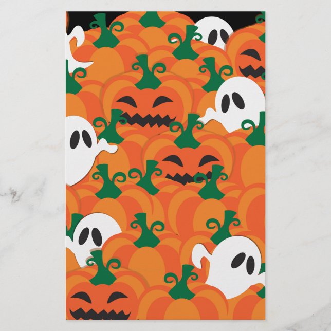 Papelaria Fantasmas de Halloween Pomar de Abóbora Assombrada (Frente)
