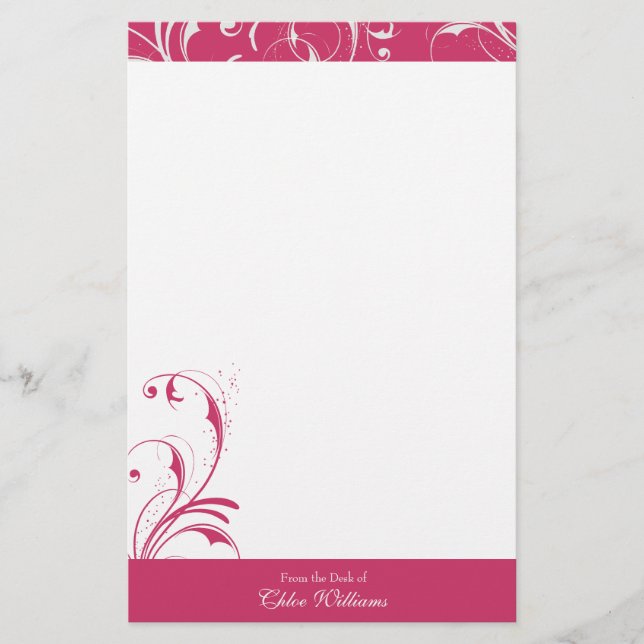 Papelaria Farinha Elegante Cor-de-rosa e branca (Frente)