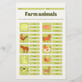Papelaria Farm Animals Identification Educational Worksheet