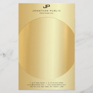 Papelaria Faux Dourado Elegant Monogram Modern Modelo