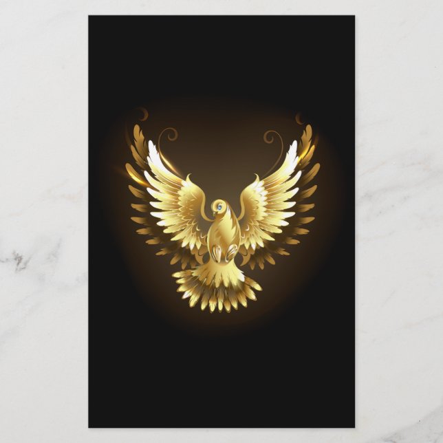 Papelaria Faux Gold Foil Peace Dove em Preto (Frente)