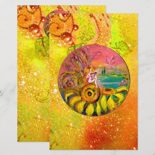 Papelaria FÉ DOS FLORES Amarelos Castanho Vermelho Amarelo (Frente/Verso)