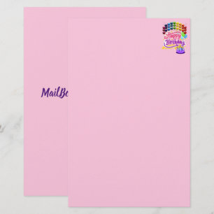 Papelaria Feliz Aniversário Papel de Carta Púrpura Rosa Colo