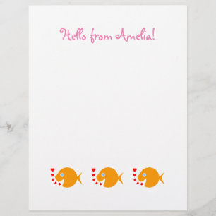 Papelaria Feliz de Peixe Goldfish, Cute,