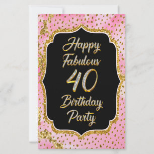 Papelaria Feliz Fabuloso aniversário de 40 anos de Convite