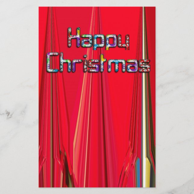 Papelaria Feliz Natal Vintage, adorável Carta Vermelha (Frente)