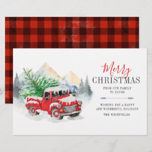 Papelaria Feriado de Natal da Xadrez Red Truck Watercolor