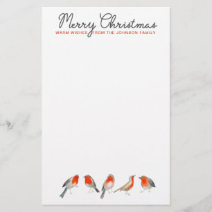 Papelaria Feriado de Natal dos Pássaros Na moda Red & cinza