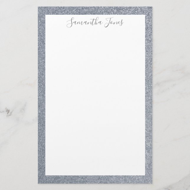 Papelaria Festa de casamento de brilho de prata | Personaliz (Frente)