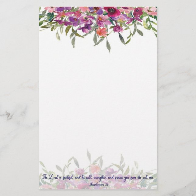 Papelaria Fiel floral em aquarela  (Frente)