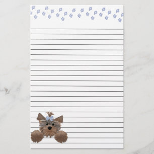 Papelaria Filhote de cachorro desgrenhado e impressões azui