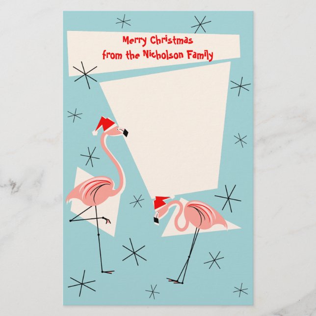 Papelaria Flamingo Santas Carta Azul (Frente)