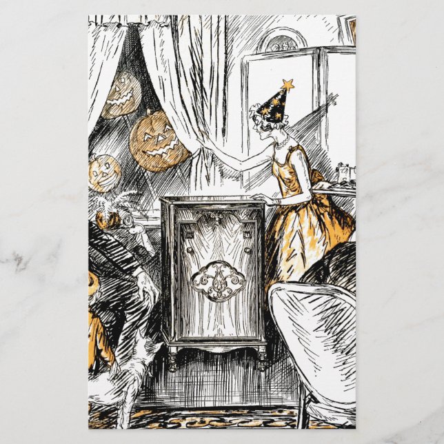 Papelaria Flappers de Halloween Vintage (Frente)
