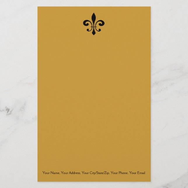 Papelaria Fleur de Lis, preto e Dourado (Frente)