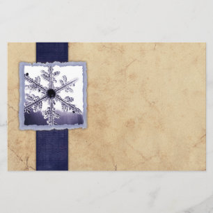 Papelaria Floco de neve azul de inverno de Vintage