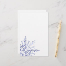 Papelaria Floco de neve azul-inverno em branco