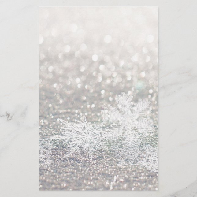 Papelaria Floco de neve Bokeh Bling (Frente)