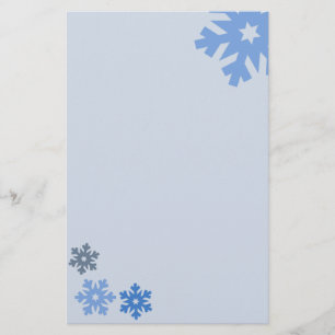 Papelaria Flocos de neve azuis em fundo rosa