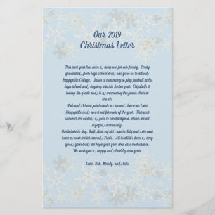 Papelaria Flocos de neve Blue Family Christmas Letter Paper