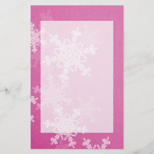 Papelaria Flocos de neve de Natal, de cor rosa-clara e branc