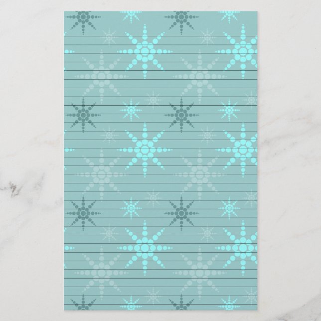 Papelaria Flocos de neve no azul (Frente)