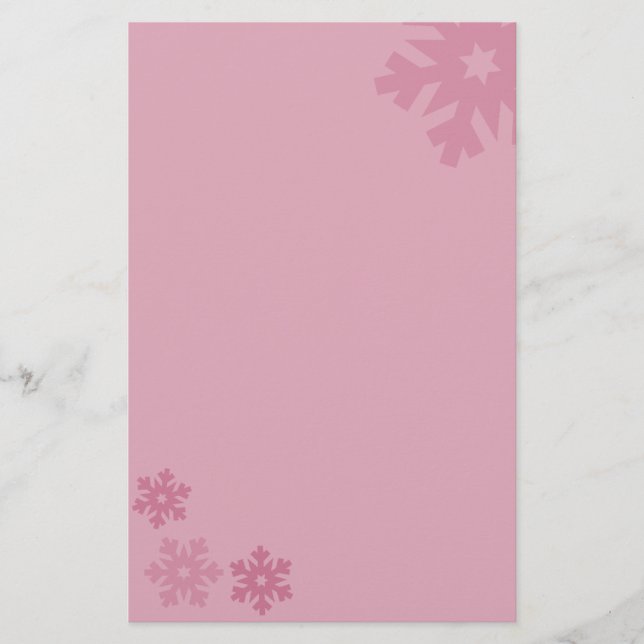 Papelaria Flocos de neve rosa em fundo rosa (Frente)