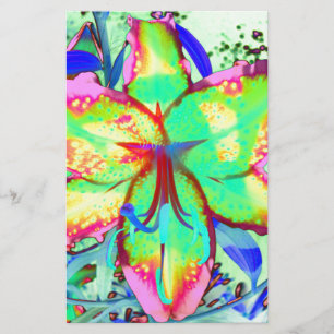 Papelaria Flor cor-de-rosa verde-abstrato boho legante