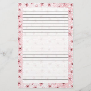 Papelaria Flor de Cereja, Papel de Carta Tamanho: 5,5" x 8,5