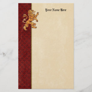 Papelaria Flor de lis Dourado medieval do vermelho do leão