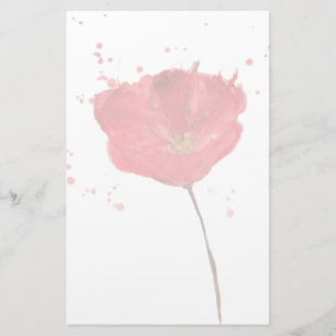 Papelaria flor de papoila pintada com cor d'água 2