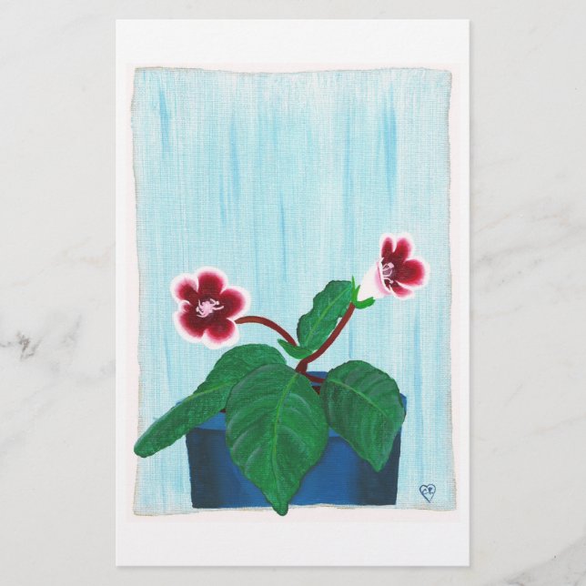 Papelaria Flor de Violeta Africana Gloxinia (Frente)