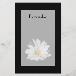 Papelaria Flor elegante da margarida branca com nome