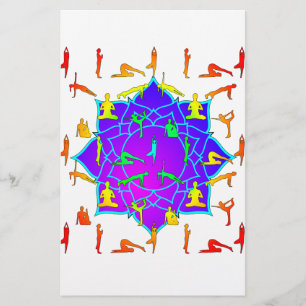 Papelaria Flor Lotus Com Yoga Poses