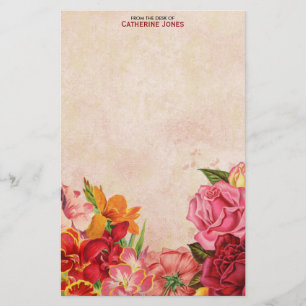 Papelaria Florais Vintage Elegantes Papel Antigo Colorid