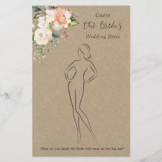 Papelaria Floral Adivinha O Jogo Do Chá de panela De Vestido