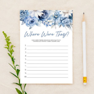 Papelaria Floral Azul Onde Eles Estavam? Jogo do chá de pane