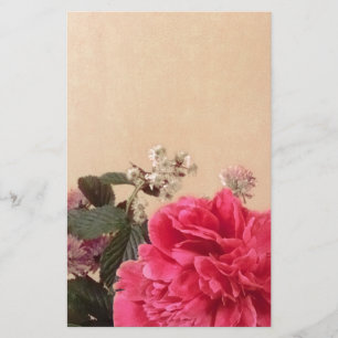 Papelaria Floral de Creme Rosa Elegante