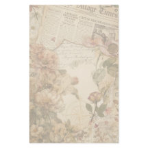 Papelaria Floral de Jornal Antigo Estilo de Carta