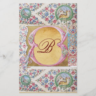 PAPELARIA FLORAL ELEGANTE, ÂNGULOS, ROSAS DE PINCO, MONOGRA